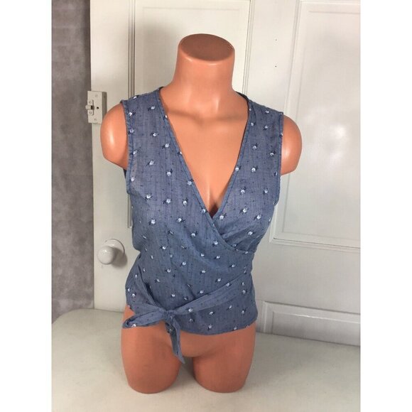 Namaste Floral Wrap Blouse Womens Small - Picture 7 of 8